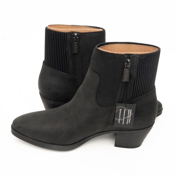 Vionic -  Shantelle Black Waterproof Nubuck Leather Ankle Boots - Wide Width - Picture 10 of 14